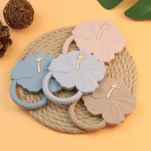 Custom Wholesale Manufacturer Flower Silicone Teething Silicon Toys Ring Bpa Free Silicone Baby Teether