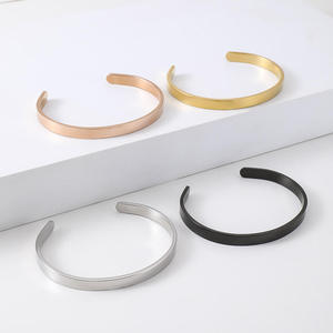 Stainless Steel Custom Curved Blank Trendy Unisex <b>Bangle</b> <b>Bracelet</b> Silver Plating Anniversary Jewelry - Product Image 1