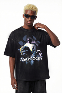 T-shirt délavé à motif crâne et cage thoracique, 250g coton, style streetwear américain, respirant, logo personnalisé, minimum 30 pièces - Product Image 2