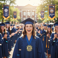 Medali Wisuda Universitas Khusus |   Medali Peringatan Alumni Berlapis Emas Enamel Grosir Pabrik dengan Logo yang Dapat Disesuaikan