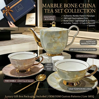 Service à thé de l'après-midi Kingze en porcelaine fine de style britannique avec bordure dorée, tasses à café et soucoupes avec théière – Vente en gros