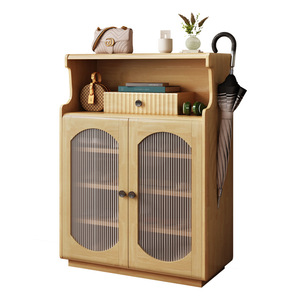 Home Shoe Cabinet Solid Wood <b>Frame</b> <b>Large</b> Capacity Entryway Storage Modern Minimalist Hallway Rack Space Saving - Product Image 4