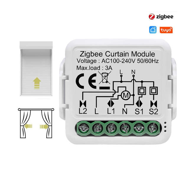 Zigbee Solution Smart Zigbee 3.0 Curtain Switch Module Tuya App In-wall Controller Works with Alexa