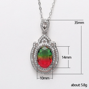 Collana con ciondolo ovale in pietra colorata per donna, elegante catena a clavicola, gioiello alla moda, idea regalo - Product Image 5