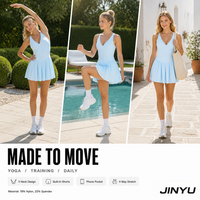 Robe de tennis plissée athleisure pour femme, col en V, avec short intégré et poche téléphone, en tissu non toxique, personnalisable avec logo et marque privée, vente en gros