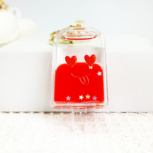 Portachiavi in acrilico con simpatico design a forma di cuore e occhi, ispirato a gelati e anime, con ciondolo a faccina di cartone animato, colore personalizzabile, regalo dolce, vendita all'ingrosso. - Product Image 3