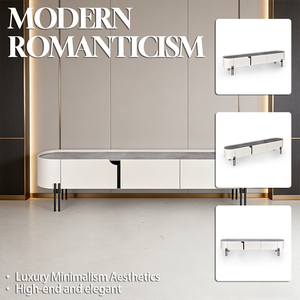 <span class=keywords><strong>Meuble</strong></span> <span class=keywords><strong>TV</strong></span> et table <span class=keywords><strong>de</strong></span> salon <span class=keywords><strong>de</strong></span> style moderne et concis, forme ovale arrondie, en pierre frittée pour la maison - Product Image 2