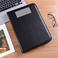Porte-documents noir avec fermeture éclair, organiseur de documents avec porte-badge