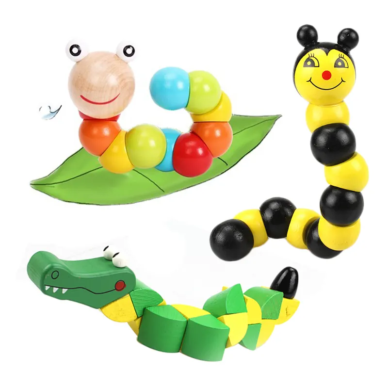 Other Educational Toys Wooden Toys for Children Early Learning Exercise Baby Fingers Flexible Kids Wood Twist Insects Game