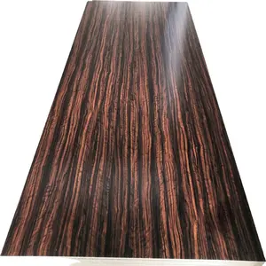 Placa de MDF de melamina laminada com grãos de madeira zebra em relevo 18mm usada para móveis de baixo custo