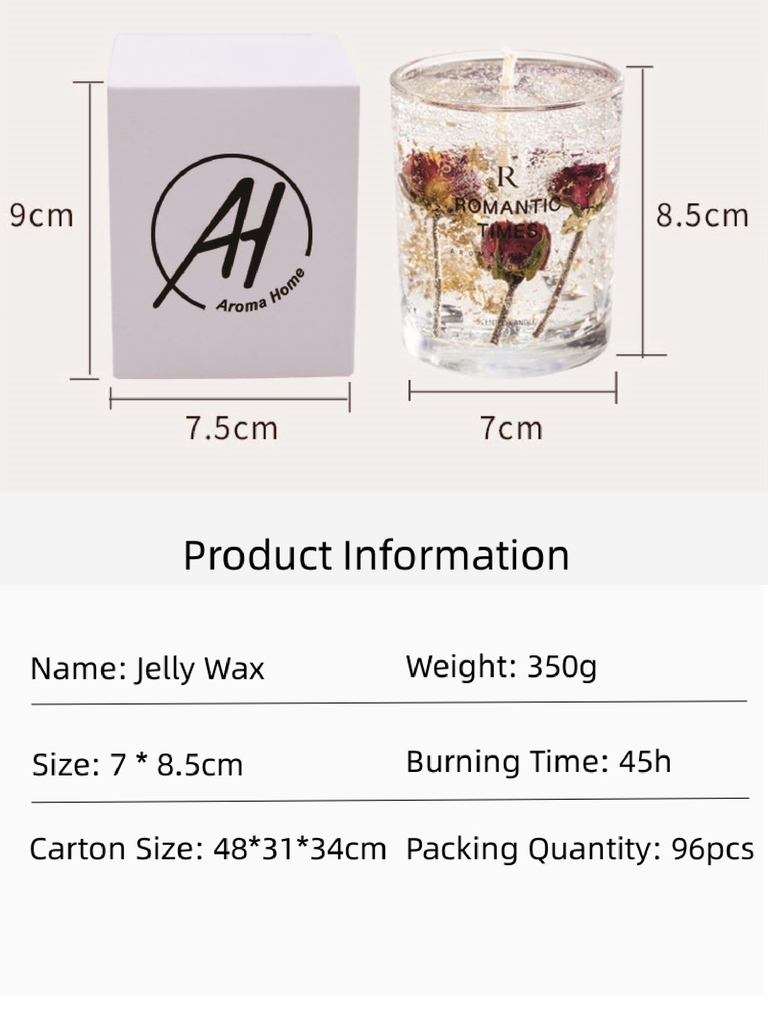 Wedding Romantic Real Flower Glass Jar Candles Soy Wax Scent Jelly 7OZ 8OZ 4