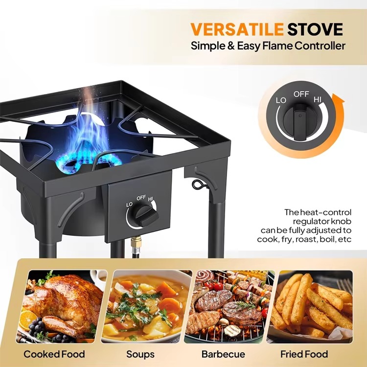 Portable Outdoor Camping Gas Stove – Detachable Cast Iron Propane Burner