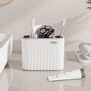 BS03 <b>Bathroom</b> <b>Accessories</b> <b>Set</b> Toothbrush Holder Toothpaste Rack Cup Organizer Punch Free Easy Installation - Product Image 4