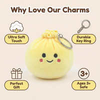 Porte-clés en peluche personnalisé mignon en forme de Bao Bun, anti-stress, à presser, pour sac et décoration de voiture