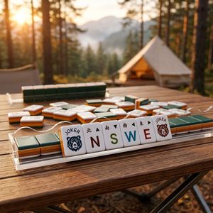 Juego de Mahjong Americano de Acrílico, Resistente al Agua, con Diseño de Oso y Joker, Ideal <span class=keywords><strong>para</strong></span> Piscina, Cabaña, Bosque, Recreación, con Fichas en Capas, Certificado CE - Product Image 3