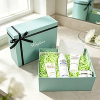 Boîte cadeau rigide vert menthe personnalisée avec logo, emballage de luxe avec couvercle et base, carton de gros pour soins de la peau, cosmétiques, mariage, anniversaire, marque