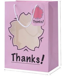 Sacchetti regalo di buon compleanno sacchetti di carta colorati personalizzati con logo rosa - Product Image 3