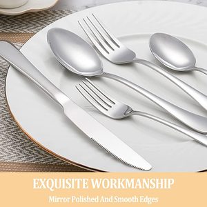 Gương đánh bóng dao kéo dụng cụ đặt Bạc Bộ dịch vụ nĩa dao muỗng thép không gỉ Flatware Set - Product Image 4