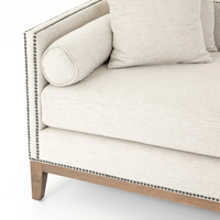 Canapé chaise longue en tissu lin de luxe avec structure en bois massif