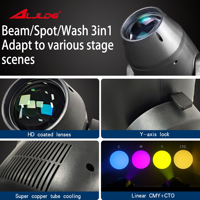 Faro LED de 400W BSW Tres en Uno con Enfoque Variable, Cabeza Móvil CMY CTO Sharpy Beam, Luz para Discoteca, DJ y Conciertos