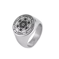 Nouvelle bague punk en acier inoxydable pour homme, sceau de l'archange Métablète, ange de la vie, Salomon, bijoux viking