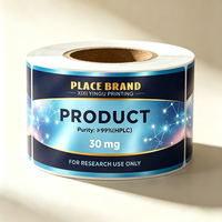 Autocollants en vinyle holographique laser personnalisés de qualité supérieure, autocollants imperméables résistants à la chaleur, impression de logo pour flacons de peptides de 3 ml/10 ml/30 ml