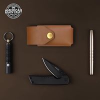 Pochette EDC en cuir avec boucle de ceinture, porte-clés à bouton-pression, étanche et durable pour le camping en plein air, le transport quotidien et les voyages