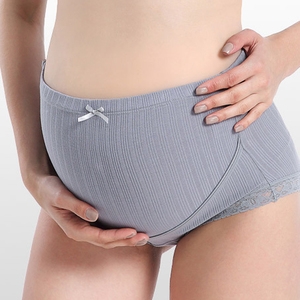 Culottes de maternité avec soutien complet du ventre, dentelle et nœud décoratif, en coton doux, multipack, grandes tailles, couleur personnalisée, vente en gros - Product Image 1