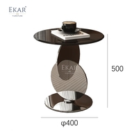 Meubles EKAR |   Marbre Moderne Eclipse &amp;   Table d'appoint géométrique chromée sur piétement