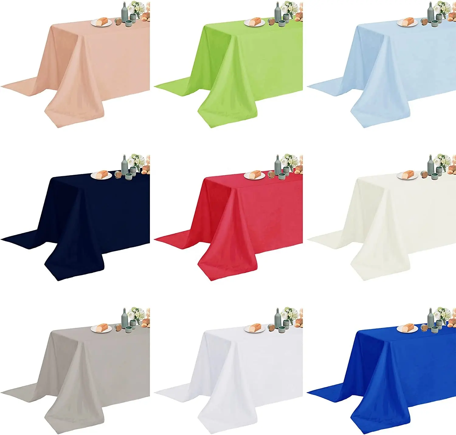 2 Pack Waterproof Rectangle Tablecloth 90x132 Inch Stain Resistant and Wrinkle Polyester Table Cloth