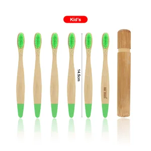 Escova de dentes de bambu natural 100% ecológica, escova de dentes de cerdas pequenas para crianças mais vendida e embalada individualmente