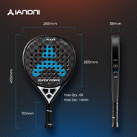 Raquette de padel Caston Sports OEM/ODM IANONI SUPER POWER Noir & Bleu 38 mm 360 g 18K Fibre de carbone Surface rugueuse