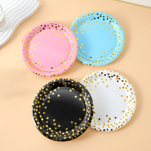 Assiettes en papier à pois créatives de 7 pouces, jetables, best-sellers, pour anniversaires, mariages, Saint-Valentin - Product Image 4