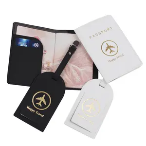 Estuche protector de viaje portátil, Funda personalizada para pasaporte y etiqueta de equipaje, con logotipo personalizado