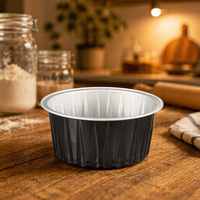 Gobelet à pudding en aluminium PET de 125 ml, noir à l'extérieur, avec revêtement doré, couvercle transparent, mini-bol jetable pour mousse au fromage, utilisation en pâtisserie