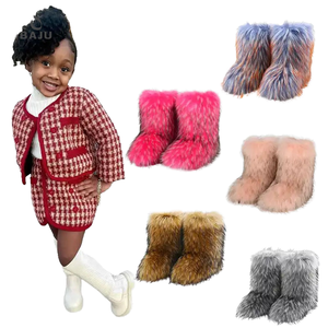 Botas de Nieve de Lujo Antideslizantes para Niños, Botines de Piel Sintética Esponjosa, Diseño Sólido, Cierre Deslizante, Plantilla de Goma para Mayor Comodidad y Calidez - Product Image 1