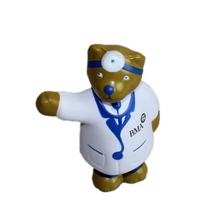 Brown Bear Doctor Shape High <b>Rebound</b> Toy Fidget Stress Reliever For Kids Age 2 To 4 Years Unisex Plastic Fun Gift Decor - Product Image 1
