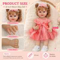 BAkwbwBY Poupée Reborn en Vinyle de 22'' Rose Scintillante, Robe de Princesse Adorable, Souriante, avec Biberon et Sucette pour Magasin de Jouets en Gros