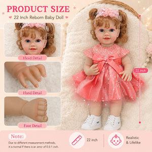 BAkwbwBY Poupée <span class=keywords><strong>Reborn</strong></span> 22 Pouces Robe Princesse Rose Pailletée Réaliste Poupée Fille OEM ODM Usine Vente en Gros Cadeau B2B - Product Image 3