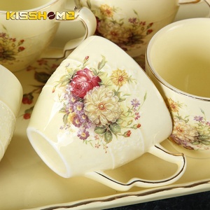 Ensemble de tasses à café en céramique, Style rétro turc doré cygne jaune, <span class=keywords><strong>palais</strong></span> éthiopien, tasses Espresso maison, soucoupe, en céramique - Product Image 4