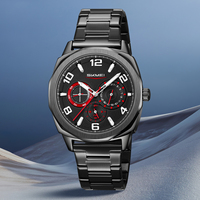 Montre pour hommes d'affaires décontractée 50mm temps 24H affichage bracelet en acier inoxydable montre-bracelet à quartz robuste 30m étanche logo personnalisé