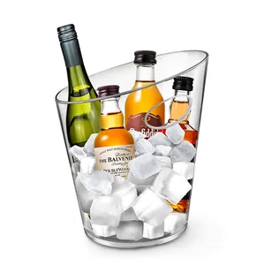 ถังน้ำแข็งพลาสติกอะคริลิคสำหรับเครื่องดื่มไวน์แชมเปญ8L ออกแบบได้ตามต้องการ6.5L ที่ยั่งยืน