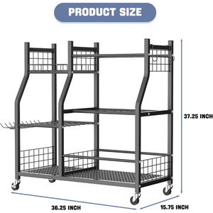 Gardening <b>tool</b> organizer, large capacity gardening <b>tool</b> storage rack, indoor and outdoor long-handled <b>tool</b> <b>cart</b> - Product Image 2