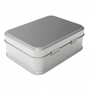 Boîte rectangulaire en fer blanc Kontensan L495 250 ml pour dragées au chocolat Lokum, 75x100x36mm, 0,25L, avec couvercle coulissant, Turquie - Product Image 2