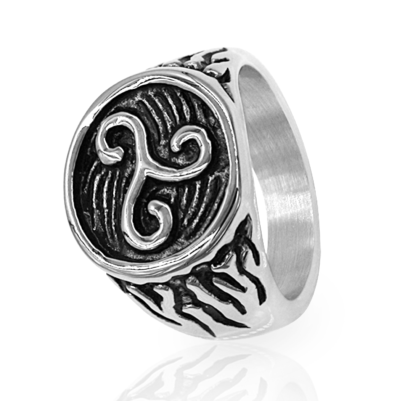 Biker Mens Jewelry Stainless Steel Ireland Swirl Wind Wheel Ring