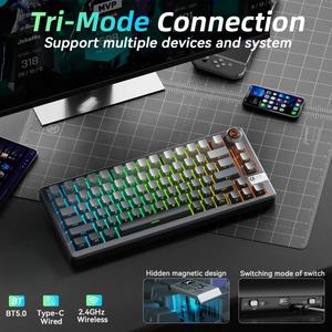 Teclado Mecánico Inalámbrico para <span class=keywords><strong>Juegos</strong></span> SOLAKAKA Ki75 Tri-Modo RGB con Legendación Lateral, Tipo: Interruptor Seiya, Alta Calidad, Dropshipping - Product Image 4