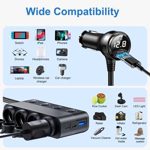محول شاحن سيارة Gaoyi بـ 4 مخارج وقوة 216 واط مع 3 منافذ USB ومنفذ تيار مستمر 12 فولت/24 فولت - Product Image 3