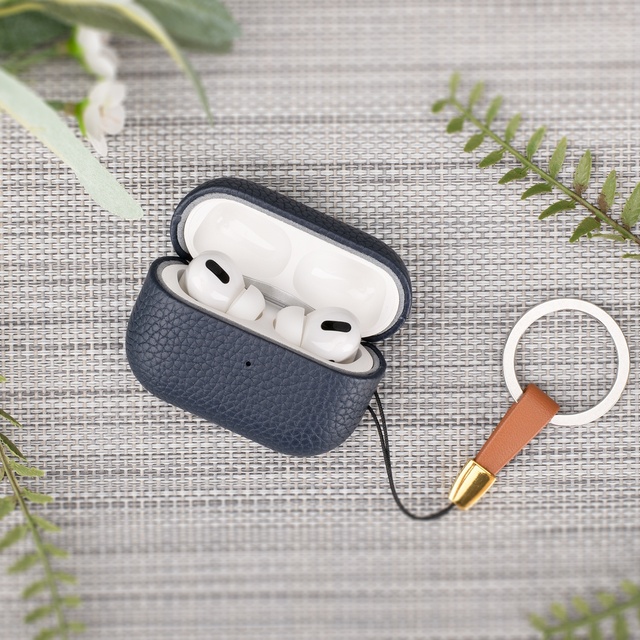 Genuine Leather Lychee Pattern Anti-Fall Earphone Protective Case Cover for Airpods Pro 3 2025