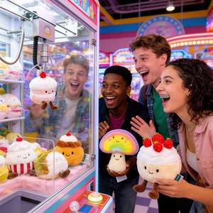 Vente directe d'usine, série de jouets en peluche à presser, poupées en forme de beignets, jouets en peluche à la fraise, cadeaux d'anniversaire pour machine à griffes - Product Image 1