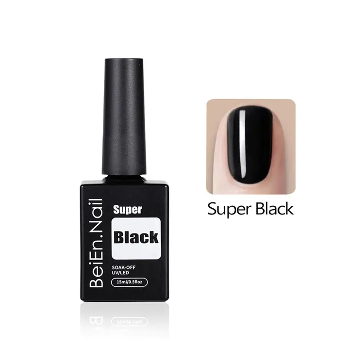 Super Black Gel Nail Polish High Pigment Non-Toxic High Glossy One-Coating Nail Polish Gel Customizable